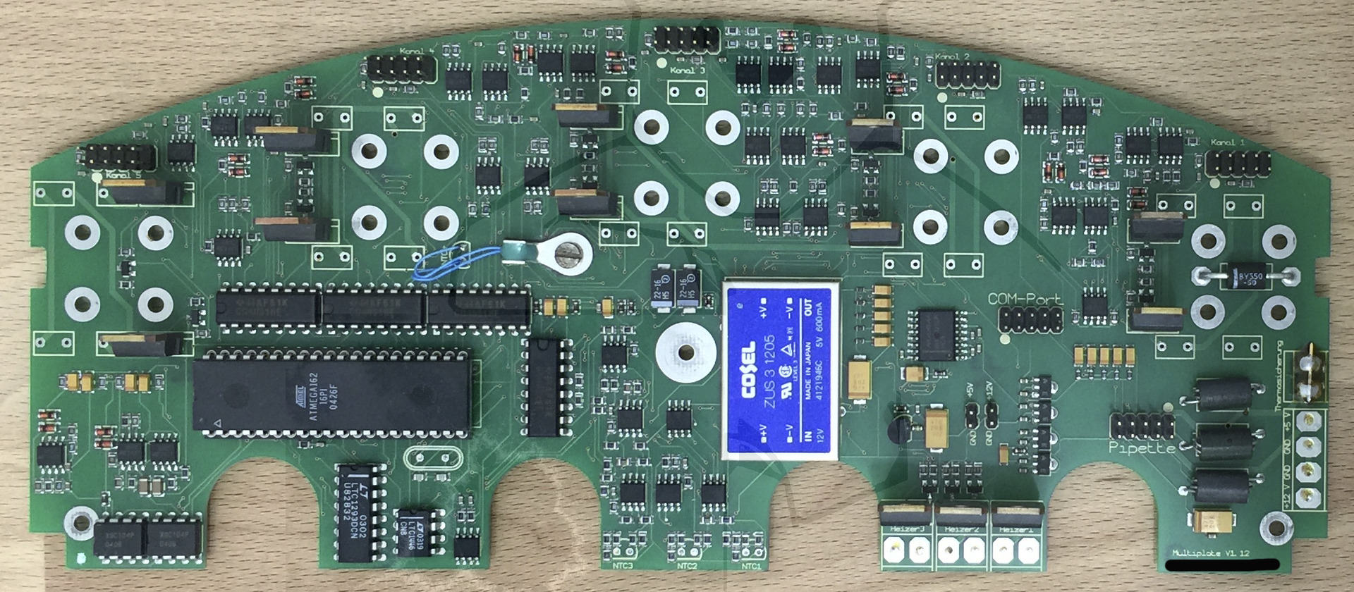 Entwicklung des Multiplate® - Die Messelektronik funktioniert immer noch, der Rührer (so) nicht. Der Rührer wird neu entwickelt und auf einer Zwischenplatine untergebracht